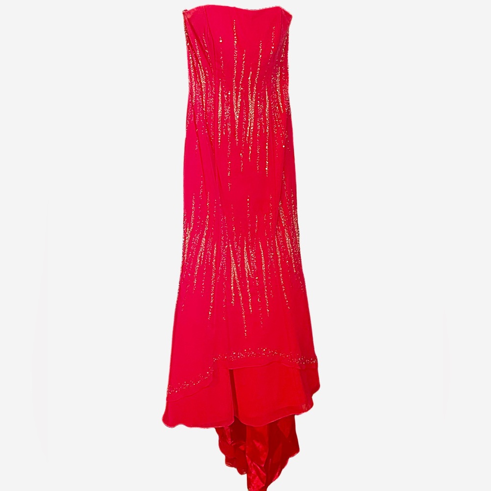 Riva Designs Watermelon Beaded Formal Gown